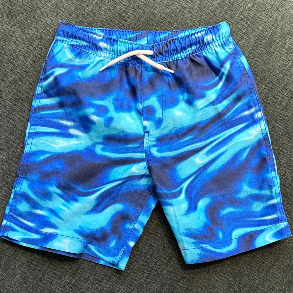 Lands' End Boys Blue Swirl Swim Trunks